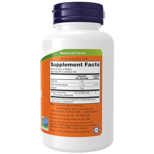 Now Foods Spirulina 1000mg Supports Circulatory System Immune & Detoxification 240 Tablets