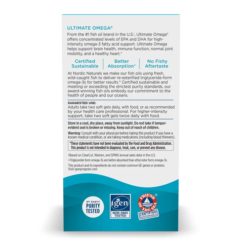 Nordic Naturals Ultimate Omega 1280mg Supports Immunity Brain and Heart Function Lemon Flavor 60 Softgels