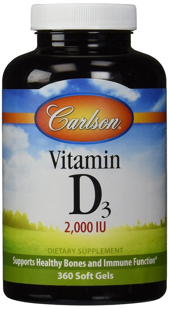 Carlson Labs Vitamin D3 2000 IU for Healthy Bones and Immune Function 360 Softgels