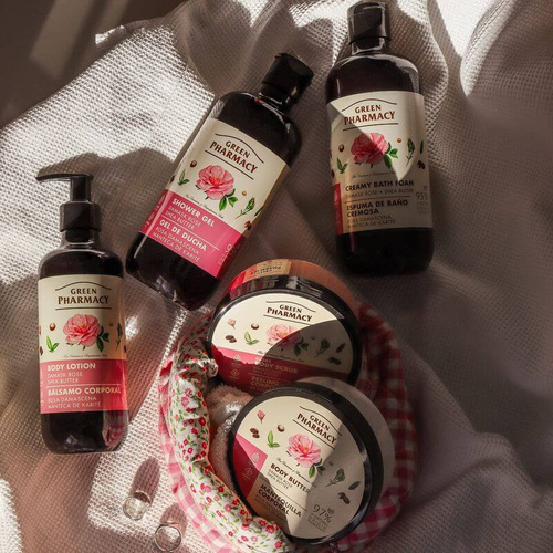 Green Pharmacy Cukrowy Peeling do Ciała Róża Damasceńska i Masło Shea 200ml