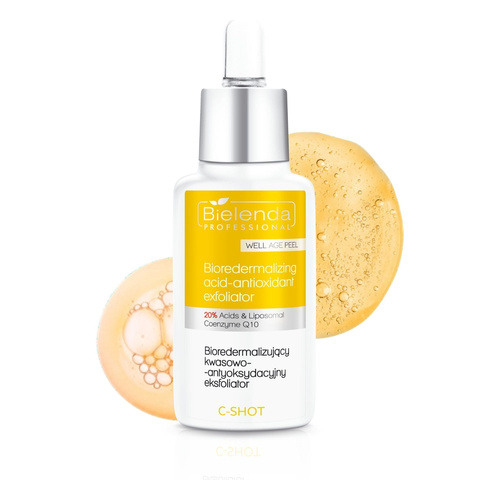 Bielenda Professional C-Shot Well Age Peel Bioredermalizujący Kwasowo-Antyoksydacyjny Eksfoliator 20% Acids & Liposomal Coenzyme Q10 dla Skóry Dojrzałej 30ml