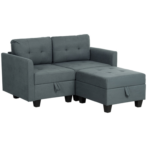 HOMCOM 'L' Shape Modular Storage Sofa - Dark Grey