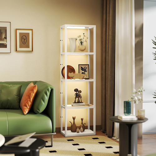 HOMCOM Four-Shelf Floor Lamp - Bleached Oak