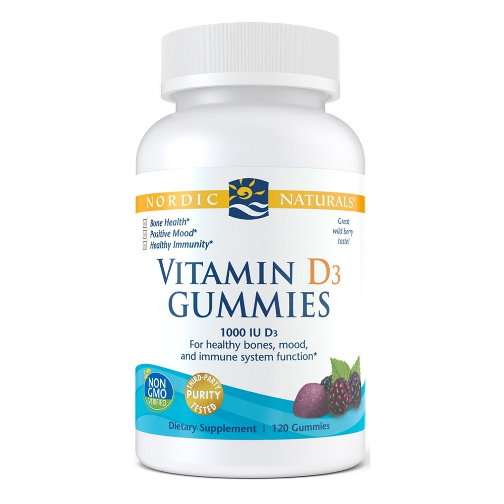 Nordic Naturals Witamina D3 w Żelkach 1000 IU o Smaku Dzikich Jagód dla Dorosłych 120 Żelek