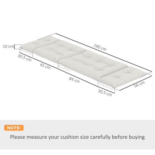 Outsunny Set of Two 190 x 56cm Sun Lounger Cushions - Light Grey