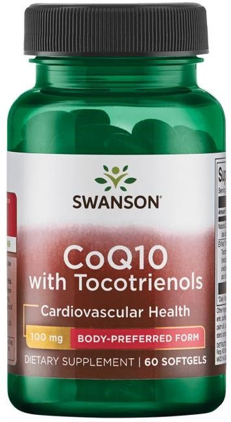 Swanson CoQ10 100 mg with 10mg Tocotrienols Wspomaga Zdrowie Organizmu 60 Kapsułek