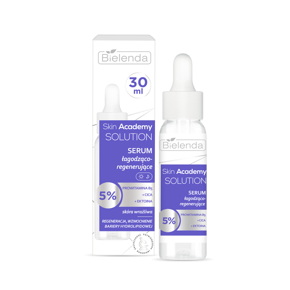 Bielenda Skin Academy Solution Serum Łagodząco - Regenerujące 5% Provitamina B5 Cica i Ektoina dla Skłóry Wrażliwej  30ml