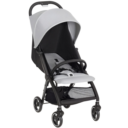 AIYAPLAY Travel Stroller, Lightweight Pushchair, Compact Buggy with Canopy, Basket and Multi-Position Recline, Light Grey