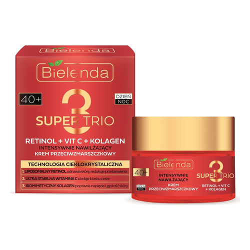 Bielenda Super Trio 3 Retinol Vit.C Collagen Intensively Moisturizing Anti-Wrinkle Day and Night Cream 40+ 50ml