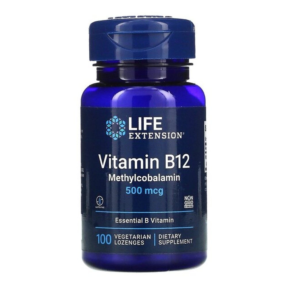 Life Extension Vitamin B12 Methylcobalamin 500mcg for Vegetarians and Seniors 100 Vegetarian Lozenges