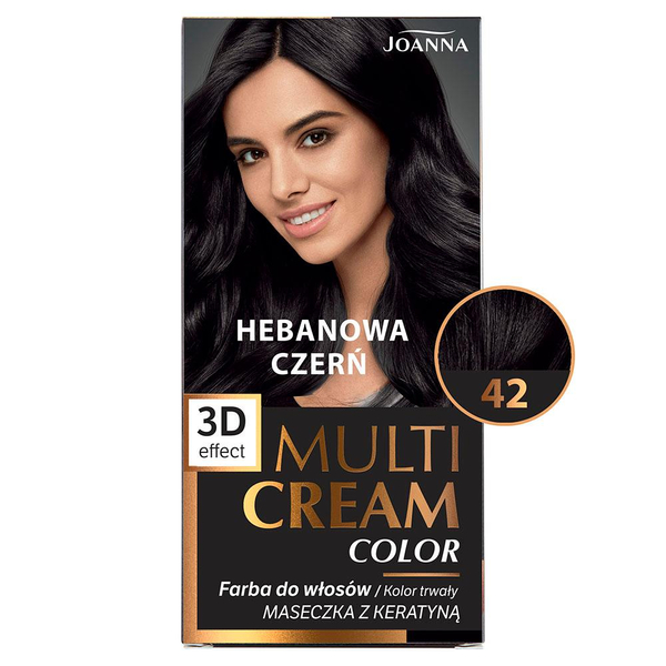Joanna Multi Cream Color 3D Effect Hair Dye with Long-Lasting Effect No. 42 Ebony Black 1 Piece