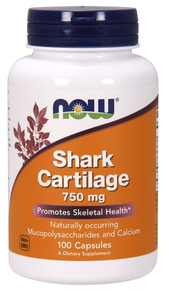 Now Foods Shark Cartilage 750mg Chrząstka Rekina Wsmacnia Zdrowie Kości i Stawów 100 Kapsułek