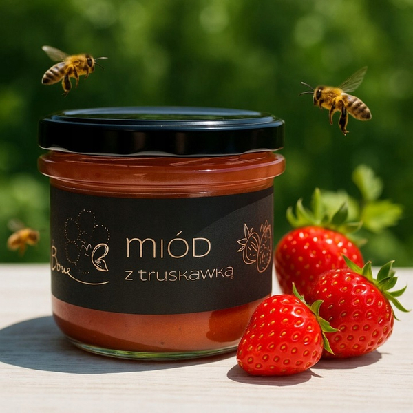 Bona Miód Wielokwiatowy z Truskawką Naturalny Pyszny Smak 245g