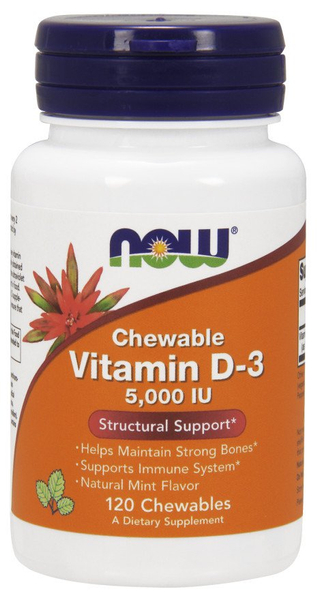 Now Foods Vitamin D-3 5000 IU 120 Supports Muscle, Immune System and Brain Function 120 Chewables