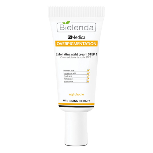 Bielenda Dr Medica Overpigmentation Złuszczający Krem Krok 1 z Kwasem Ferulowym Migdałowym i Azelainowym na Noc 30ml