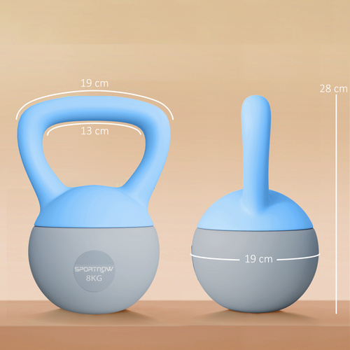 SPORTNOW 8KG Soft Kettlebell, Kettlebell with Non-Slip Handle for Home Gym, Weight Lifting, Strength Training, Light Blue/Grey