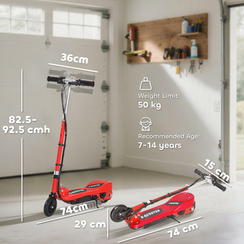 HOMCOM Folding Electric Scooter Rechargeable Kids Ride on 7-14 Age Red/Black