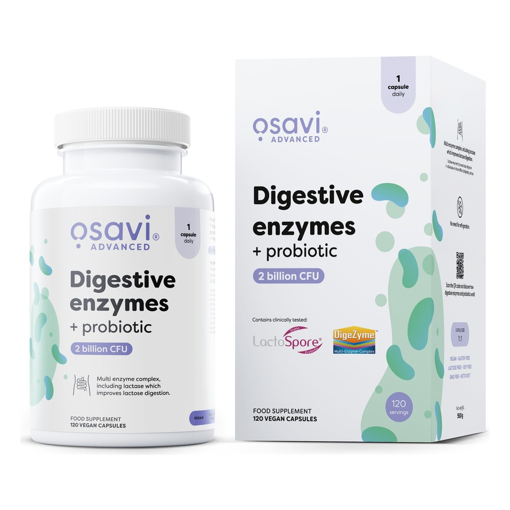 Osavi Digestive Enzymes + Probiotic 120 Vegan Caps