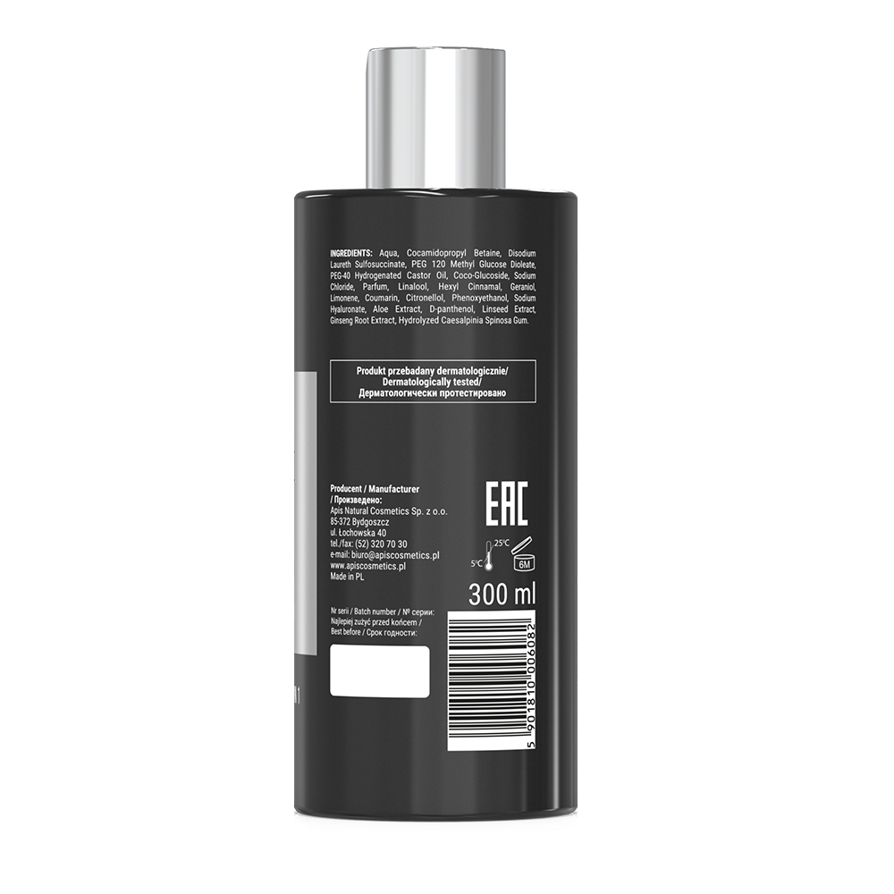 Apis Action for Men Nawilżający Żel do Mycia Ciała Twarzy i Włosów 3w1 300ml