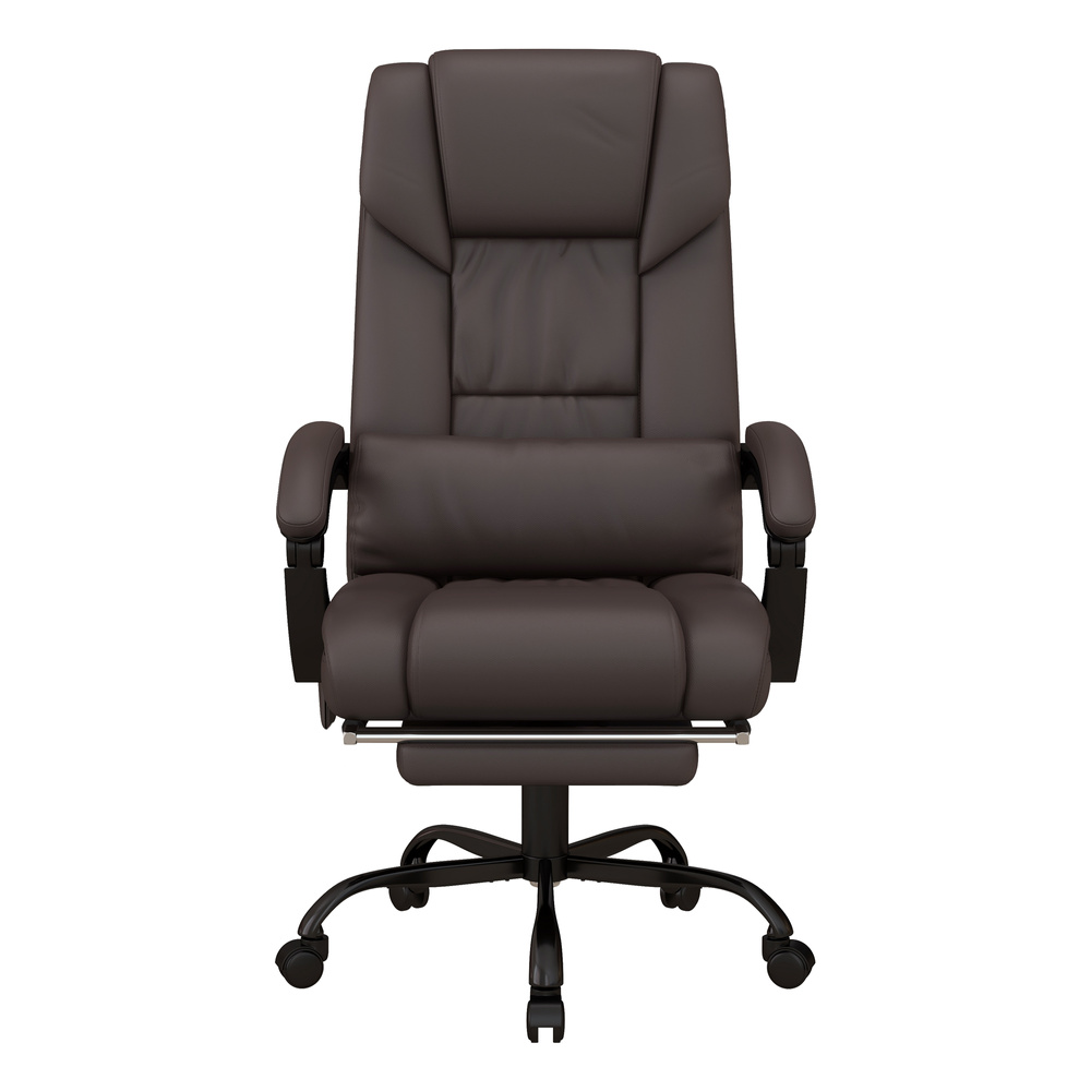 Vinsetto 6-Point Massage Office Chair, PU Leather Desk Chair with Adjustable Height and Footrest for Home Office, Brown
