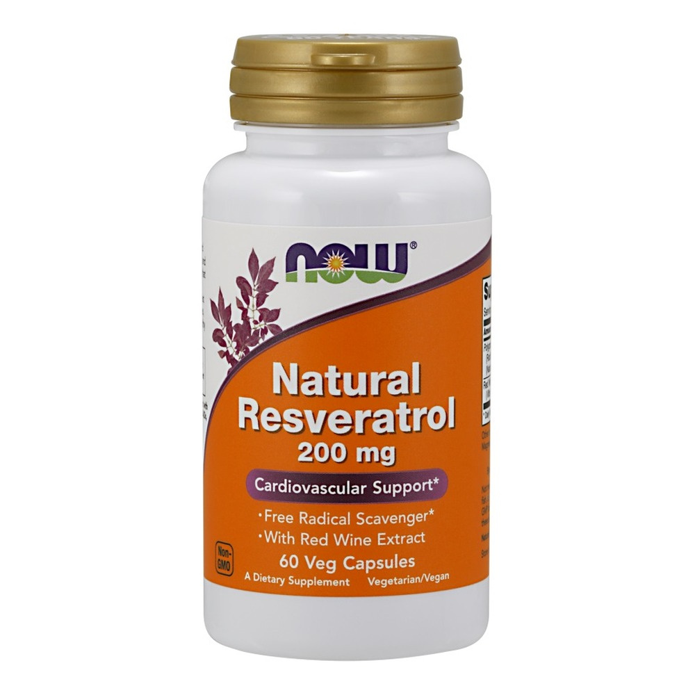 Now Foods Natural Resveratrol with Red Wine Extract 200mg Wspiera Zdrowie Serca 60 Kapsułek