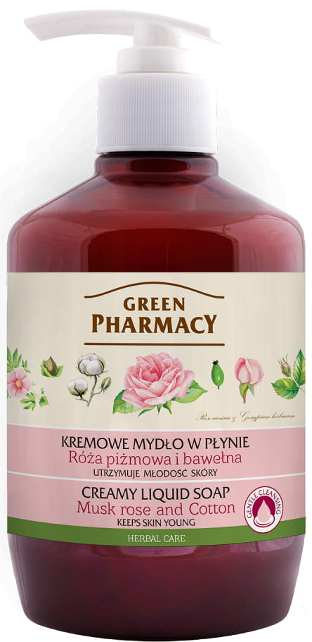 Green Pharmacy Mydło w Płynie Róża Piżmowa i Bawełna 460ml