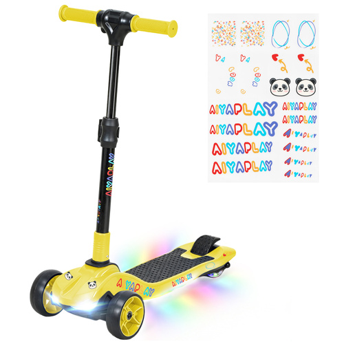 AIYAPLAY Three-Wheel Foldable Electric Scooter for Kids Aged 6-10 Years, Yellow