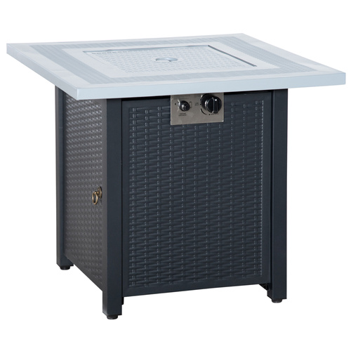 Outsunny 71 x 71cm 40000 BTU Gas Firepit Table - Black/Grey