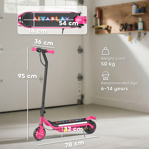 AIYAPLAY Electric Scooter for Kids Aged 6-14 Years, with Colourful Lights, Pink