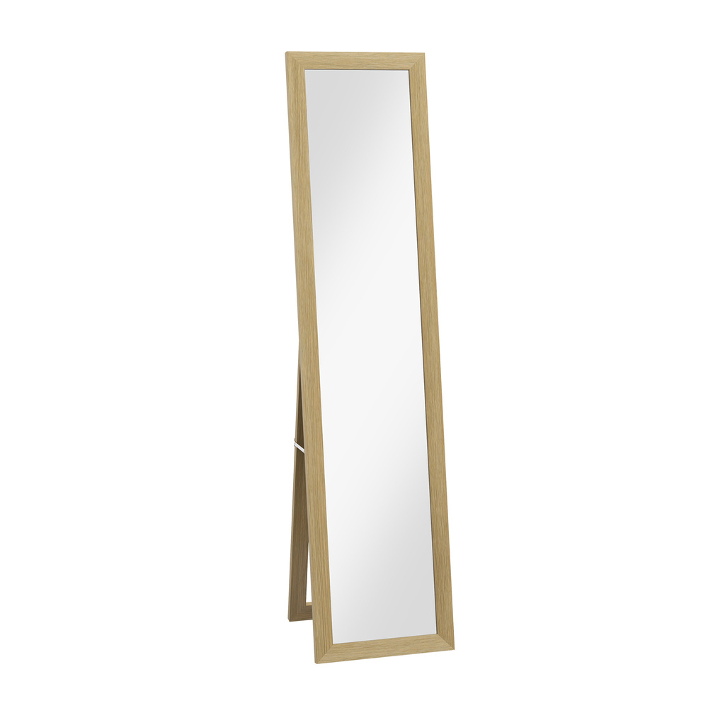 HOMCOM Full Length Mirror, 37 x 157 cm, Hanging or Freestanding, Rectangular Glass Full Body Mirror with Frame for Living Room, Bedroom, Cloakroom, Natural