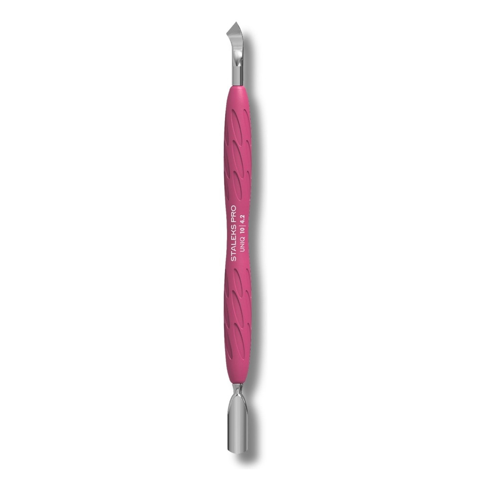 Staleks Pro UNIQ  Kopytko do Manicure Gummy z Silikonową Rękojeścią UNIQ 10 TYPE 4.2 Popychacz Wąski Zaokrąglony i Ostrze Wygięte 1 Sztuka