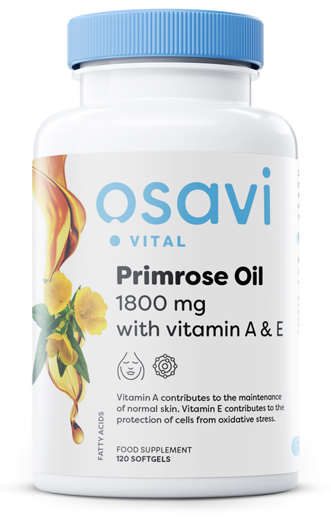 Osavi Primrose Oil with Vitamin A & E 1800mg 120 softgels for healthy skin