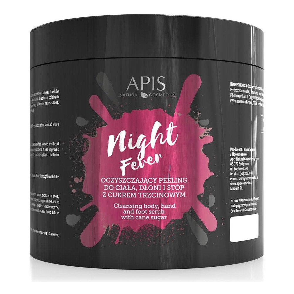 Apis Night Fever Oczyszczający Peeling do Ciała Dłoni i Stóp z Cukrem Trzcinowym 700g
