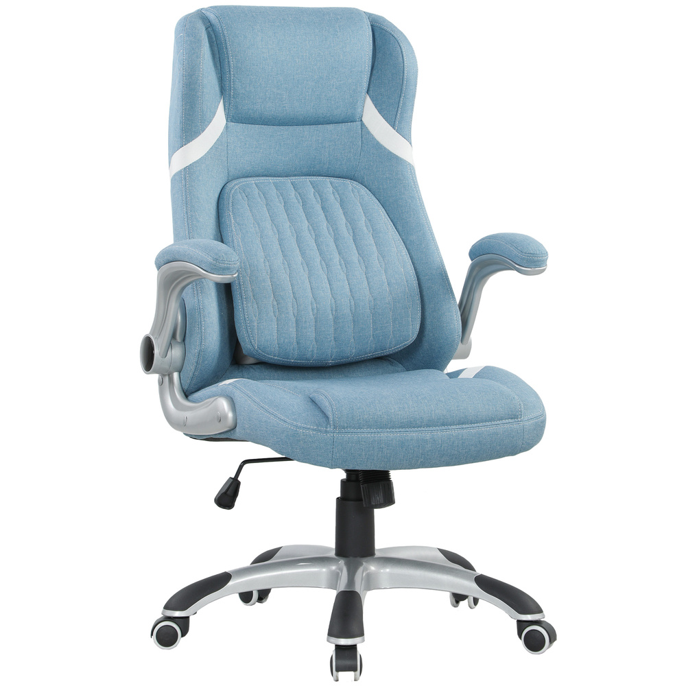 Vinsetto Linen-Look Office Chair, with Adjustable Height and Tension - Blue