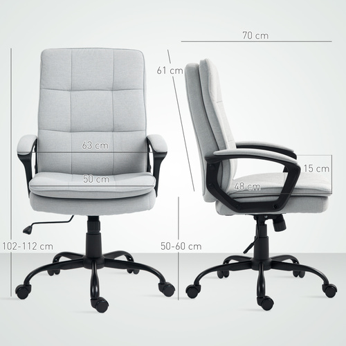 HOMCOM Linen-Look Double-Padded Office Chair - Grey