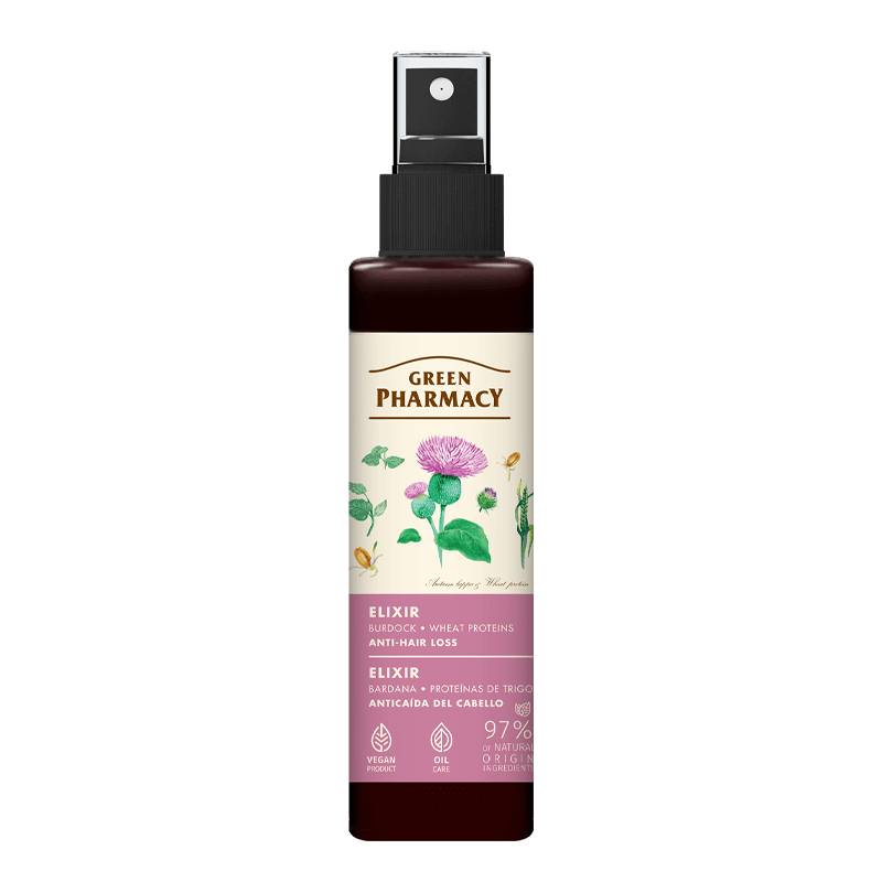 Green Pharmacy Eliksir przeciw Wypadaniu Włosów Łopian i Białka Pszenicy 150ml
