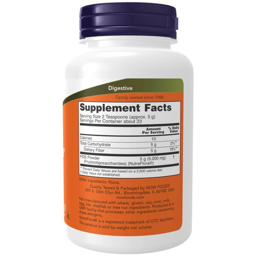 Now Foods NutraFlora FOS Pure Powder Natural Fiber 113g