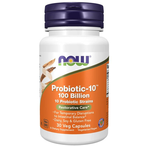 Now Foods Probiotic-10 100 Billion Wsparcie dla Układu Pokarmowego 30 Kapsułek
