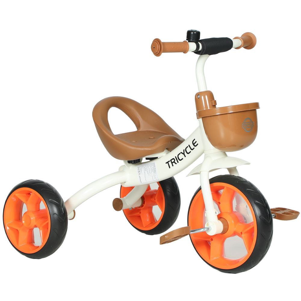 AIYAPLAY Kids Trike, Toddler Tricycle with Front Basket and EVA Wheels for Ages 2-5 Years, Indoor Outdoor for Boys Girls, Orange