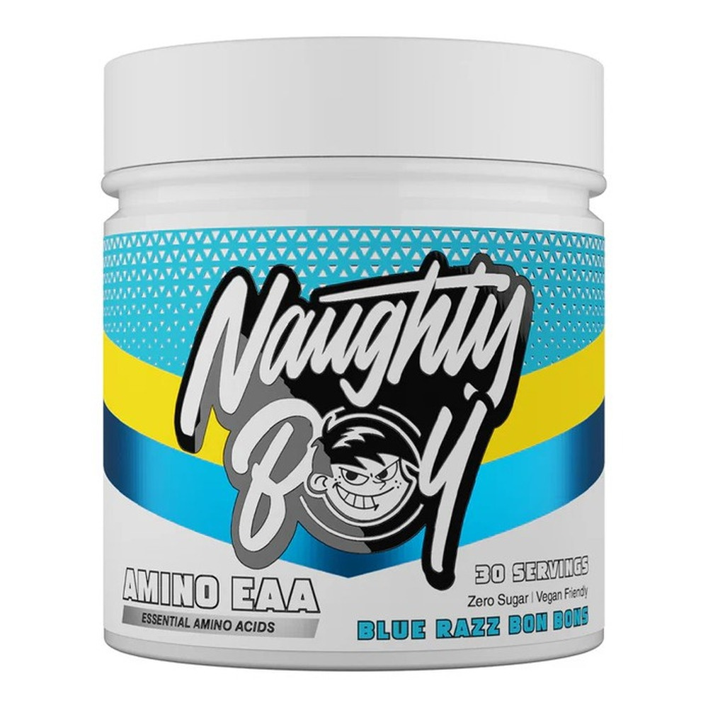 Naughty Boy Summer Vibes Amino EAA Wegańskie Aminokwasy w Proszku na Regenerację Mięśni Blue Razz Bon Bons 345g
