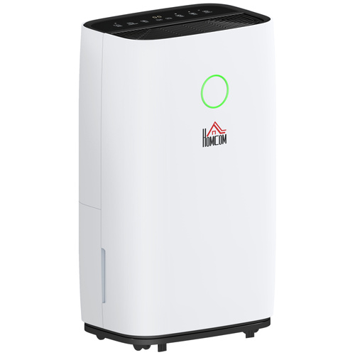 HOMCOM 20L/Day Portable Dehumidifier for Home, with LED Screen, Sleep Mode, 24H Timer, 4L Water Tank, Electric Air Dehumidifier for Damp Laundry Bedroom Basement
