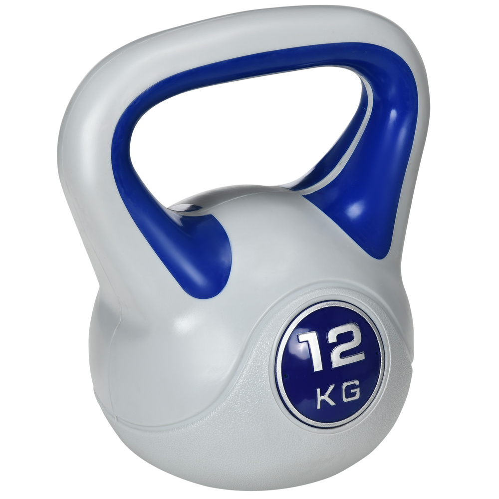SPORTNOW Kettlebell, 12kg Kettle Bells with Handle for Home Gym Weight Lifting and Strength Training, Dark Blue and Grey