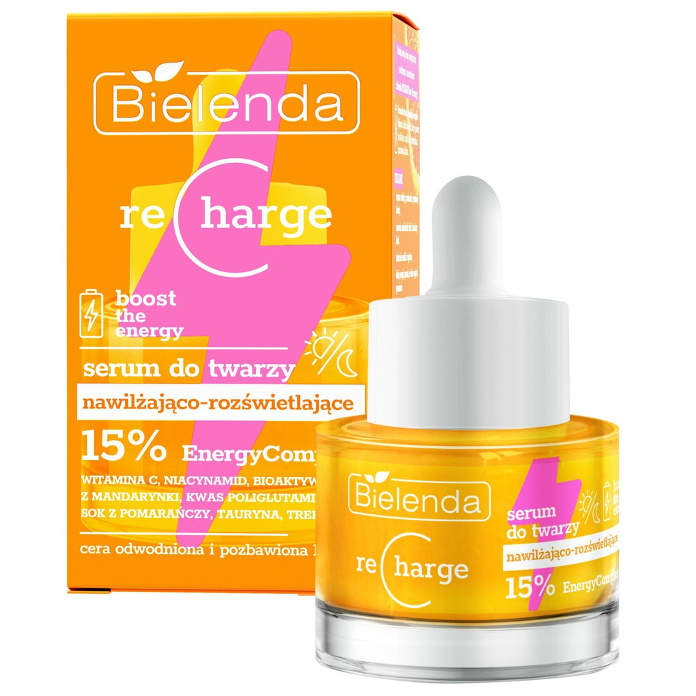 Bielenda Recharge Boost the Energy Nawilżająco - Rozświetlające Serum do Twarzy dla Skóry Odwodnionej z Przebarwieniami 30ml