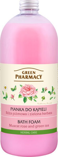 Green Pharmacy Pianka do Kąpieli Róża Piżmowa i Zielona Herbata 1000 ml