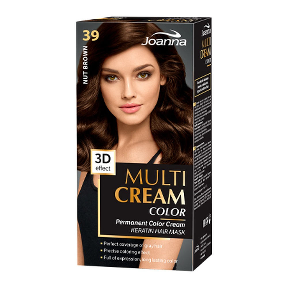 Joanna Multi Cream Color Farba do Włosów z Efektem 3D z Długotrwałym Efektem Nr 39 Orzechowy Brąz 1 Sztuka