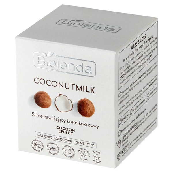 Bielenda Coconut Milk Silnie Nawilżający Krem Kokosowy Cocoon Effect dla Każdego Rodzaju Skóry 50ml