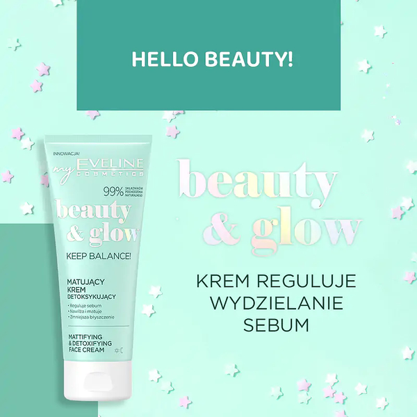 Eveline Beauty & Glow Keep Balance! Mattifying and Detoxifying Cream for Oily and Combination Skin 75ml