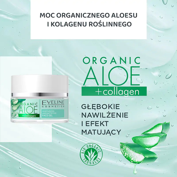 Eveline Organic Aloe + Collagen Moisturizing Vegan Gel for Normal and Combination Skin 50ml