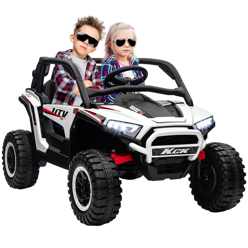 AIYAPLAY 2 Seater 24V 7AH Ride on Truck, Battery Powered Electric Ride On Car w/ Remote, Suspension, 3 Speeds, White