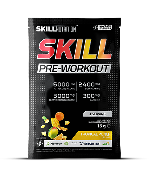 Skill Nutrition Skill Pre-Workout Tropical Punch 16g 1 serving for workout support